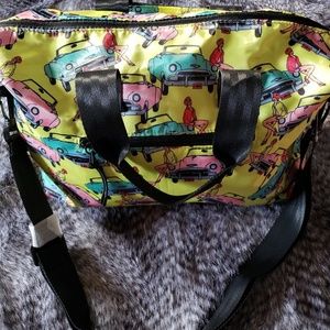 Vintage cars print small weekender bag NWT